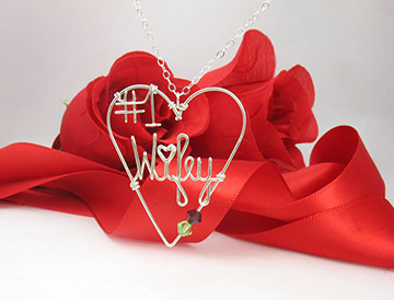 Name in the Heart pendant with #1 charm and birthstones 